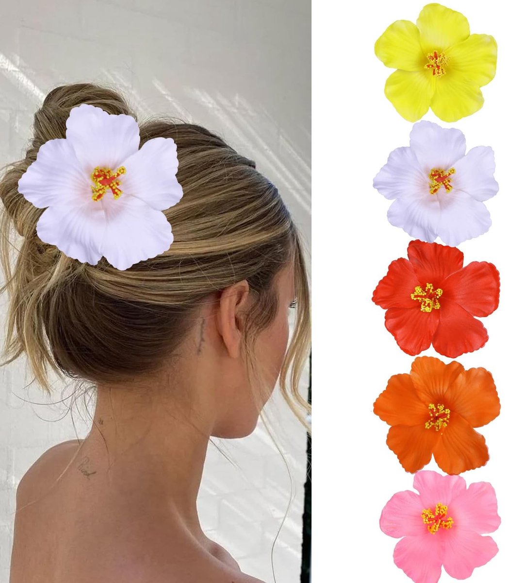 Solidchoice- Bloemhaarclips 5 Stuks - Hawaïaanse Bloem - Kunstbloemen - Haaraccessoires Vrouwen - Perfect voor Bruiloft - Handgemaakt Design
