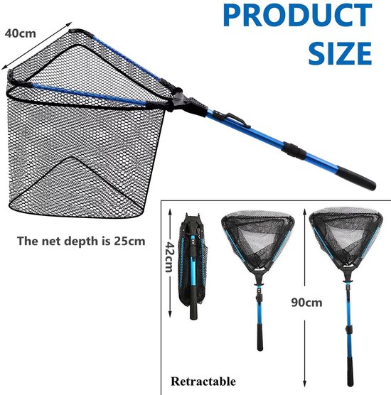 Dailygoods- Schepnet met telescoopstanggreep - Visschepnet - Telescopisch schepnet - Uittrekbaar tot 90 cm - Aluminium - Ideaal voor vijvers van Dailygoods — afbeelding 5