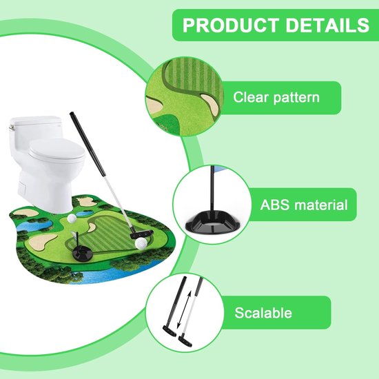 Solidchoice- Toiletgolfcadeauset - Complete Minigolf Set - Verstelbare Golfclub - Puttingmat - 2 Golfballen - Origineel Cadeau-idee - Minigolfset van Solidchoice — afbeelding 5