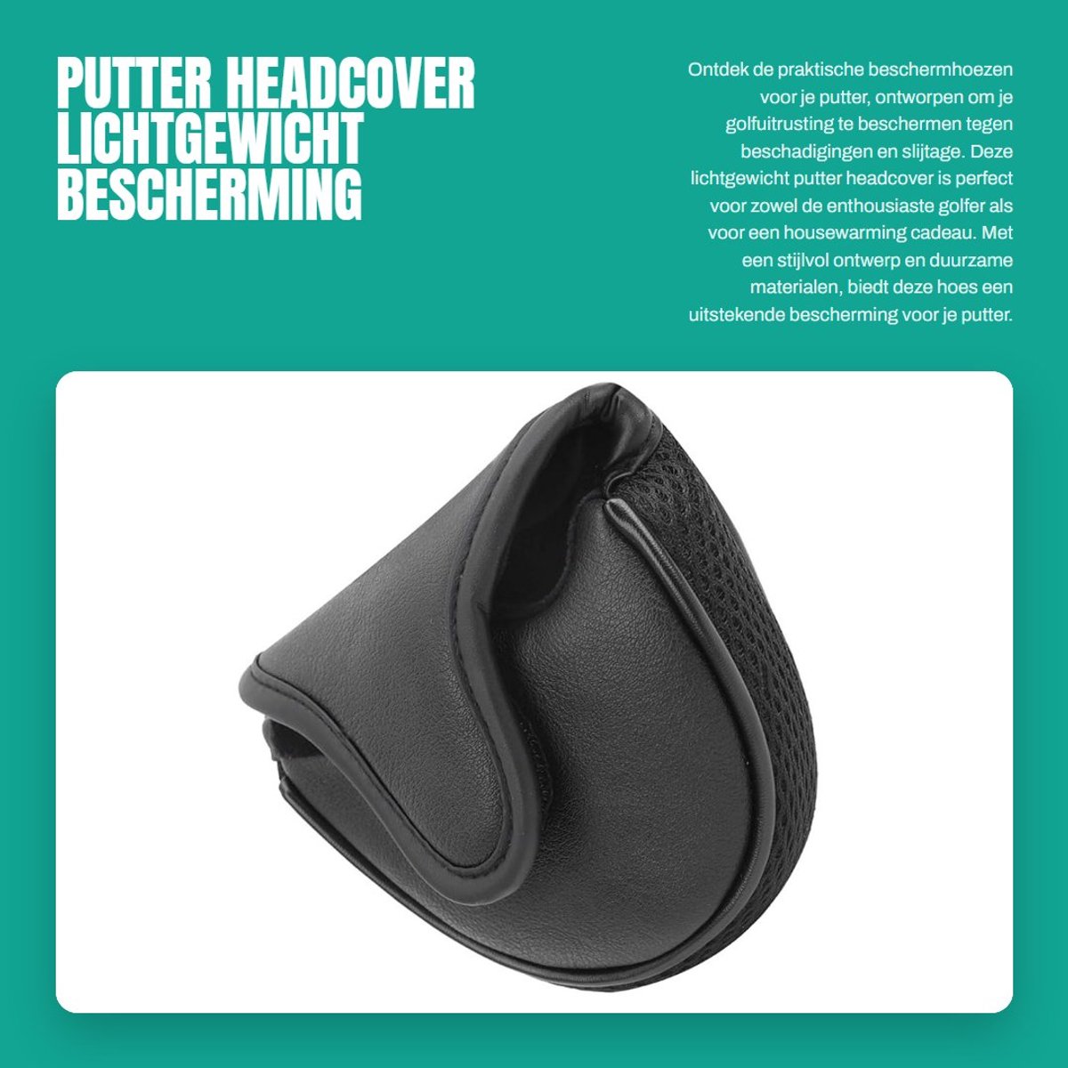 Solidchoice- Putter Headcover Lichtgewicht - Golf Puttercovers - PU-leer/Nylon Net - Pluche - Beschermhoes - 100% Gloednieuw - Golfputterhoes