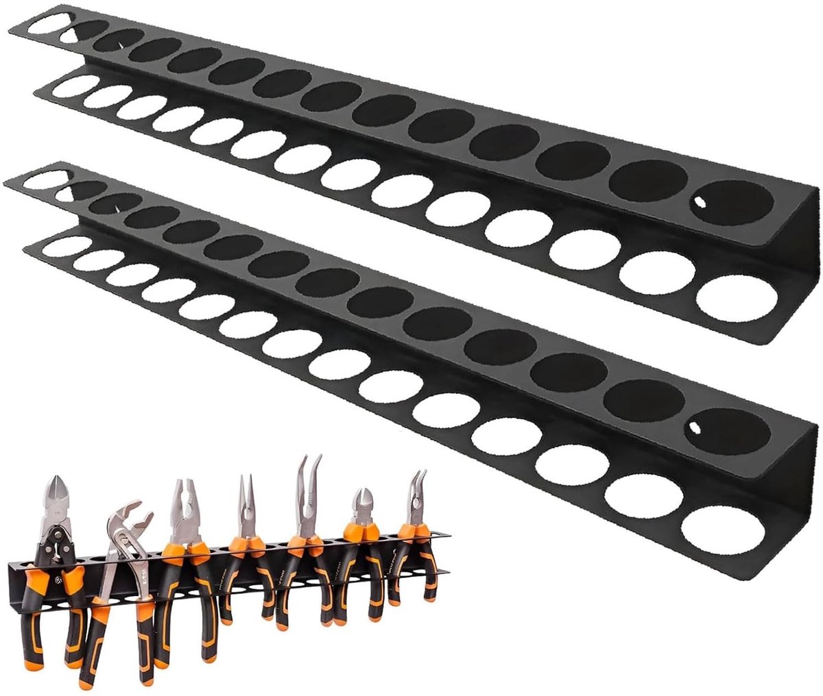 Solidchoice- Zangenhouder 14 gaten - Gereedschapswand - Beugel - Robuust carbon staal - Wandhouder - Opgeruimd werkgebied - Gereedschapshouder