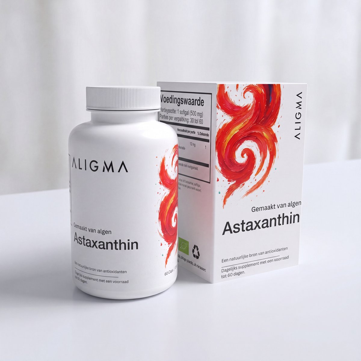 Aligma Biologische Astaxanthine Softgel Capsules 60 stuks – 500mg | Krachtigste Natuurlijke Antioxidant | Uit Microalgen | Huid & Vitaliteit