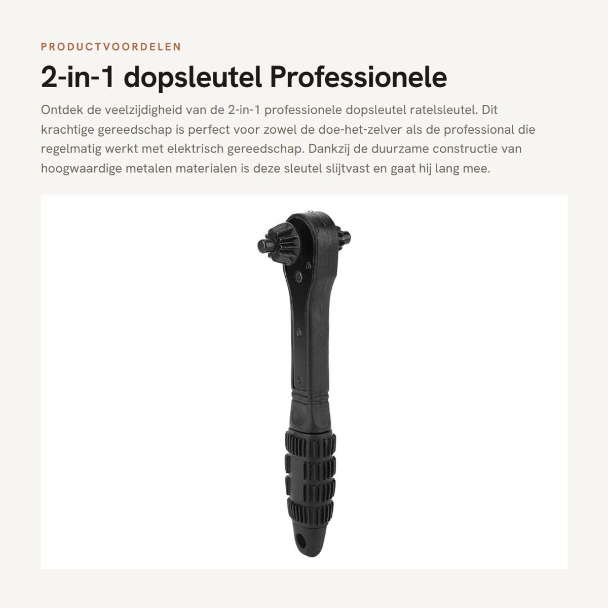Solidchoice - 2-in-1 dopsleutel - Professionele ratelsleutel - Duurzaam en slijtvast - 12,7 mm en 17,5 mm - Geschikt voor elektrisch gereedschap - Hand...