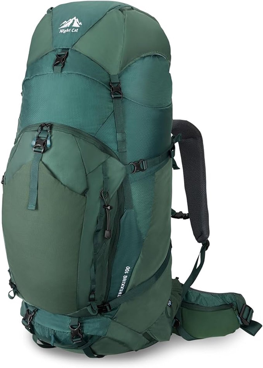 Night Cat Rugzak 100L Wandelrugzak: Trekkingrugzak Reisrugzak Heren Dames Ademend Lichtgewicht voor Kamperen Trekken Bergbeklimmen Klimmen Fietsreizen