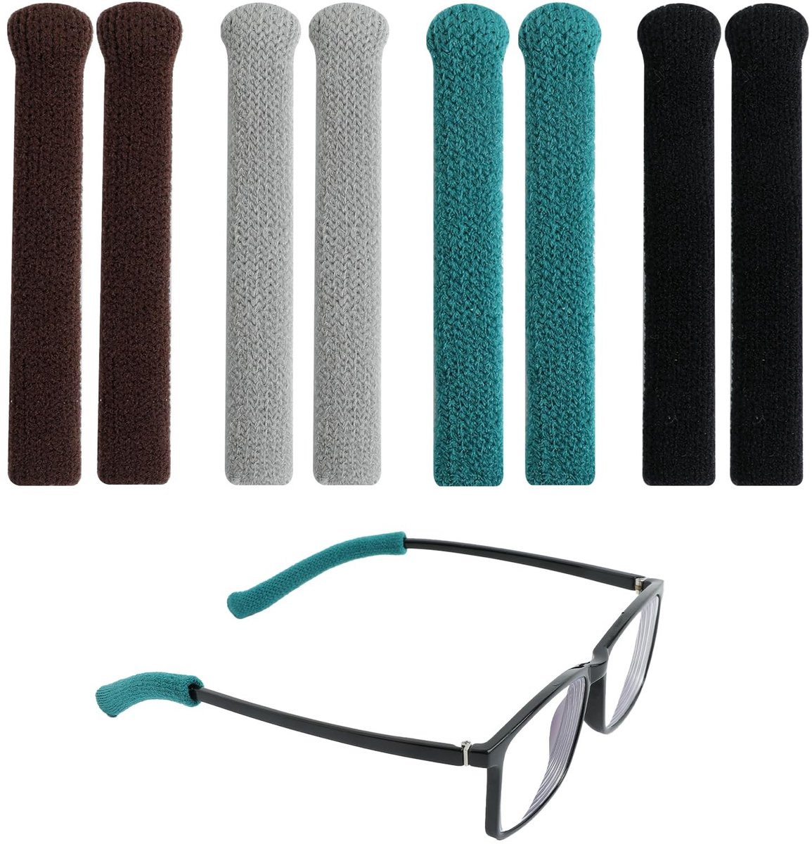 Dailygoods- Brillen Oorkussens - 4 Paar Glazen Tempel Eindpunten - Antislip Oorsok - Zachte Katoenen Stof - Bril Armhoezen - Geschikt voor Zonnebril - Brilarmhoezen