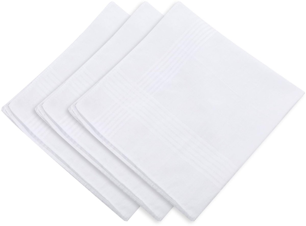 Dailygoods- Zakdoeken 3 stuks - Witte Zakdoeken - Biologisch Katoen - 40 x 40 cm - Zachte Zakdoek - Perfect voor Heren en Dames - Handdoeken