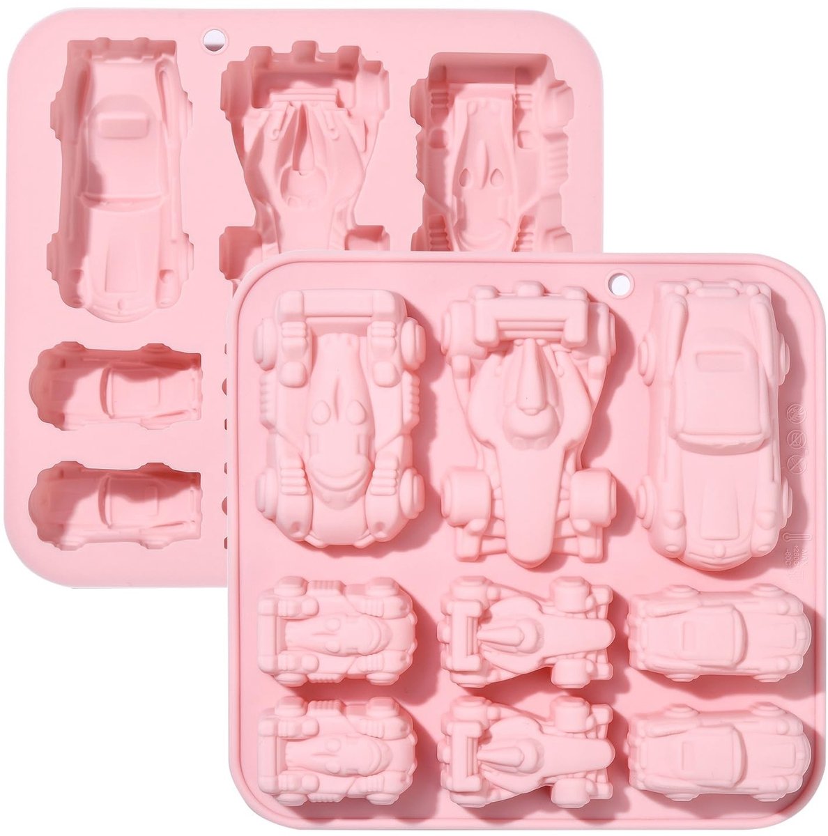 Dailygoods- Siliconen Mal 2Pcs - 9 Holte Auto Vorm - Herbruikbare Mallen - Fondant/Cake - Chocolade/Snoep - Creatief Handwerk - Bakvorm
