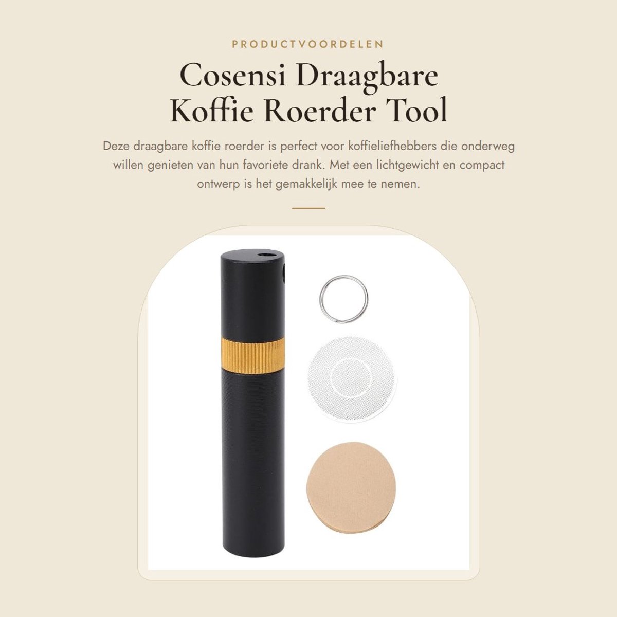 Dailygoods- Koffie Roerder Draagbaar Ontwerp - Houten Handvat - Multifunctionele Opslag - Lichtgewicht - Gaas Design - Voor Koffiedik Verwijderen - Koffieaccessoire