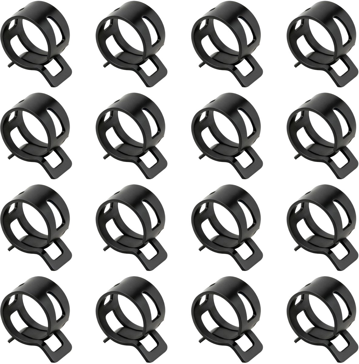 Dailygoods- Veerslangklemmen 21 mm - Verstelbare Slangklemmen - Veerklemmen - Set van 16 - Geschikt voor Brandstofslangen - Zwart - Slangklem