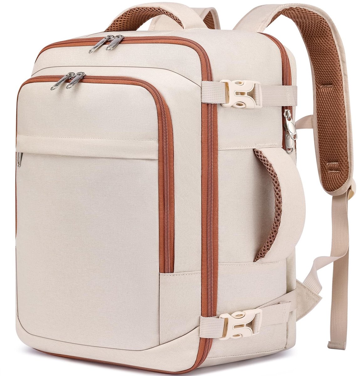 Dailygoods- Reisrugzak 40x30x20 - Handbagage 24L - Vliegtuigtas voor 15,6 Inch Laptop - Voor Ryanair/WizzAir/Eurowings - Beige - Cabineformaat