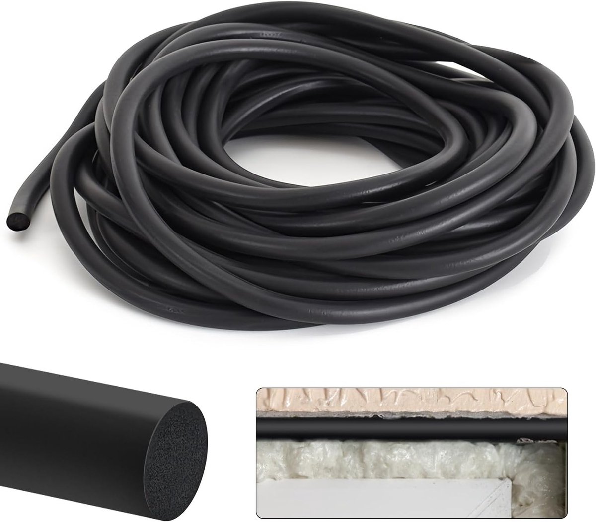 Ronde afdichtkoord van 10 mm, 5 m lang, EPDM afdichtmateriaal voor deuren, ramen en muren,