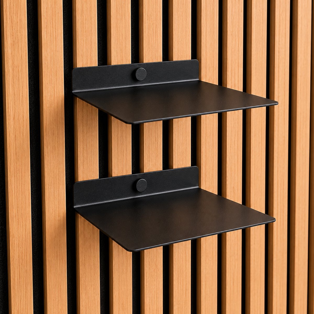 Wandplankjes voor Akoestische Panelen - metaal - 2 stuks - 15 cm - Zwart - Zonder Boren - Universeel 10-18 mm - Wandpanelen