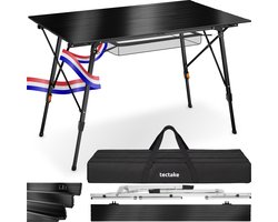 tectake® Campingtafel - 120 x 70,5 x 58 - 79 cm - Klaptafel van Aluminium - Oprolbaar xxl-tafelblad - Vouwtafel - Reistafel - Tuintafel - Weerbestendig - In hoogte verstelbaar - Draagtas - Inklapbaar - Zwart