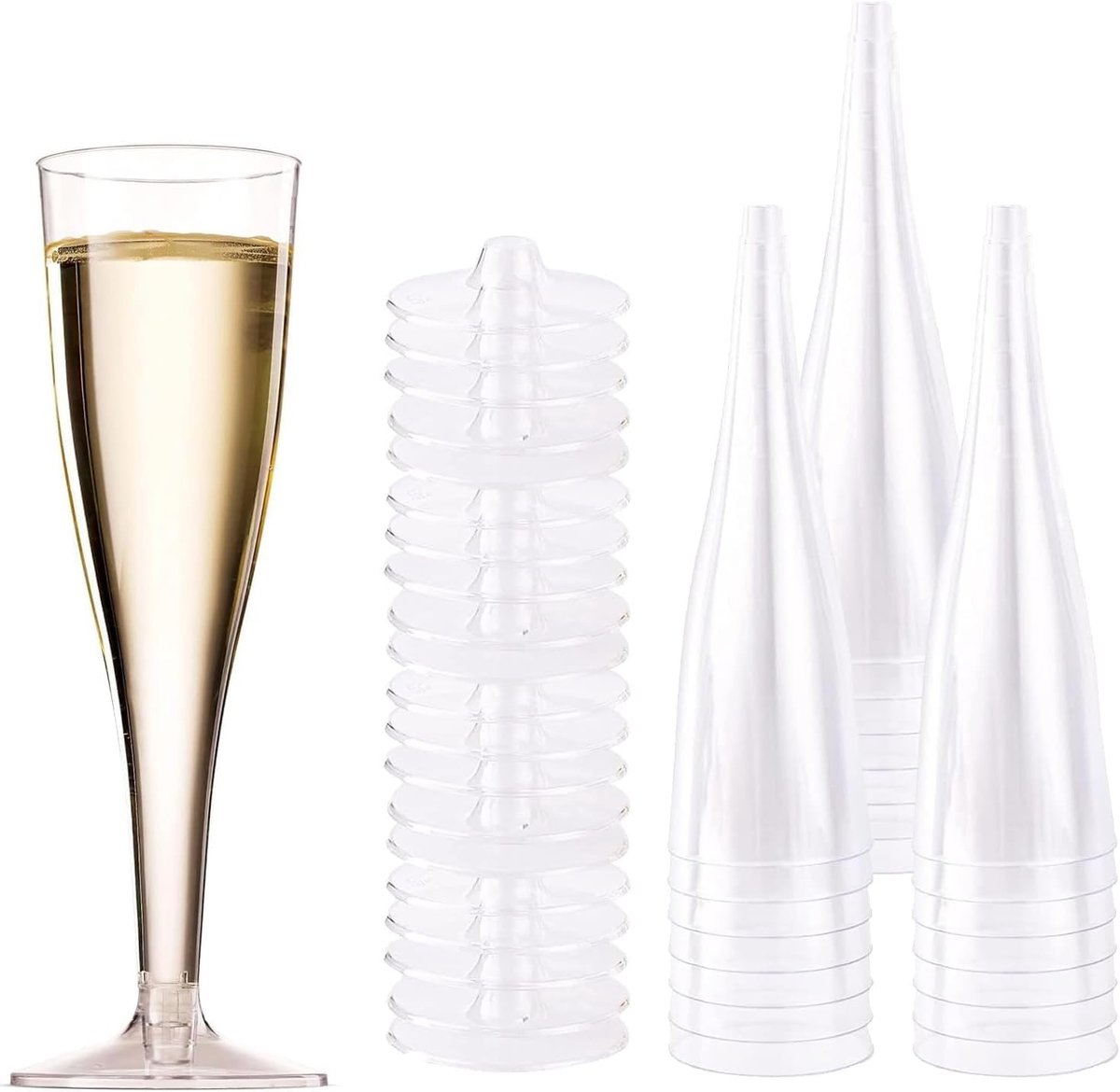 Dailygoods- Champagneglas Herbruikbaar - Doorzichtig - Feestglazen - Bruiloften - Verjaardagen - 17,5 cm