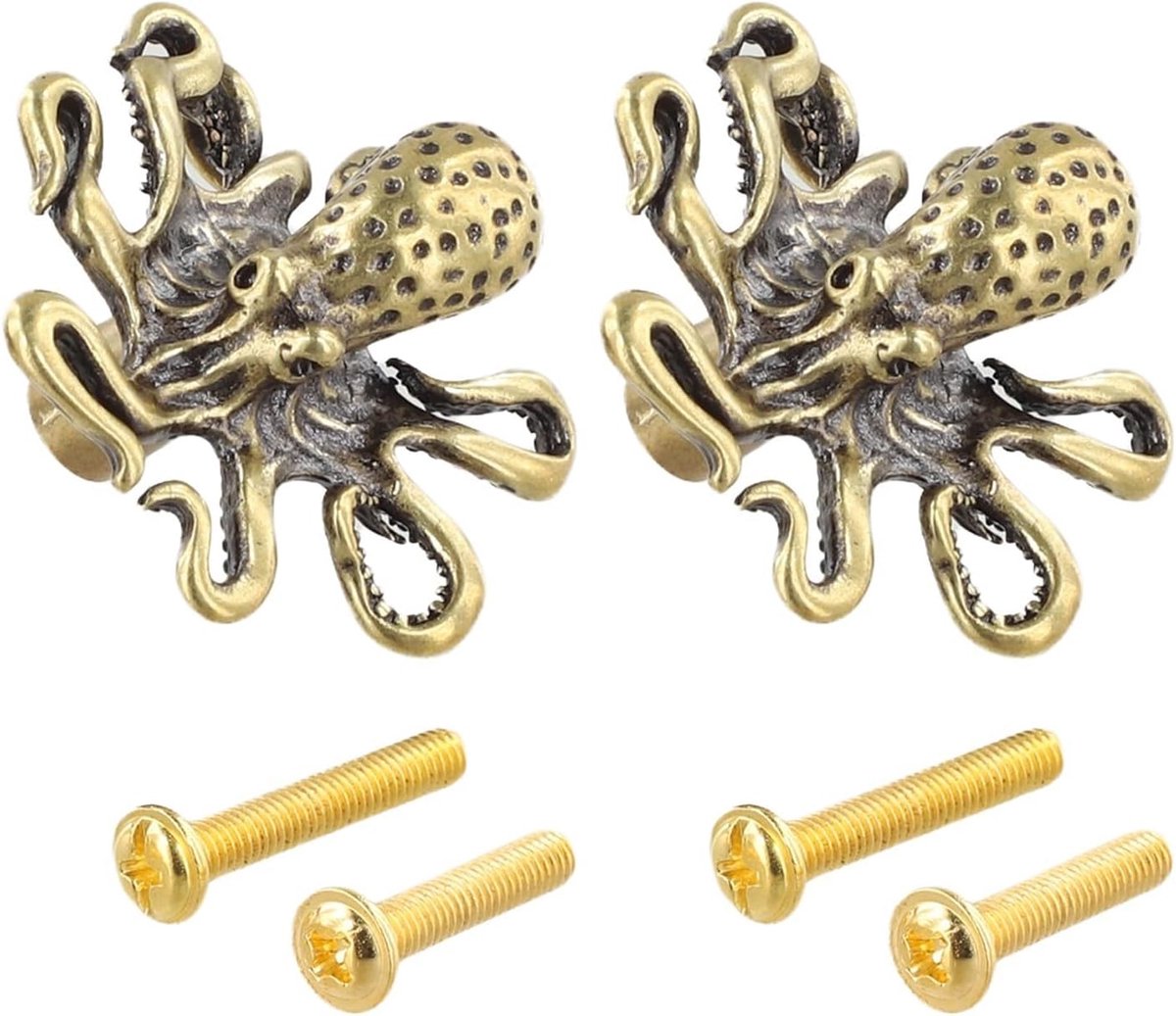 Deurklink Octopus - Kastgreep Messing - Meubel Decoratie - Uniek Ontwerp - 3.6x3.8cm - Gou