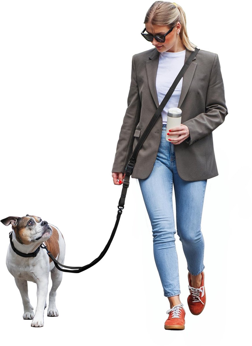 Dailygoods- Hondenlijn 3 meter - Traploos verstelbaar - Schouderriem - Voor kleine/middelgrote/grote honden - Met noodlus - Comfortabel en functioneel - Hondenriem