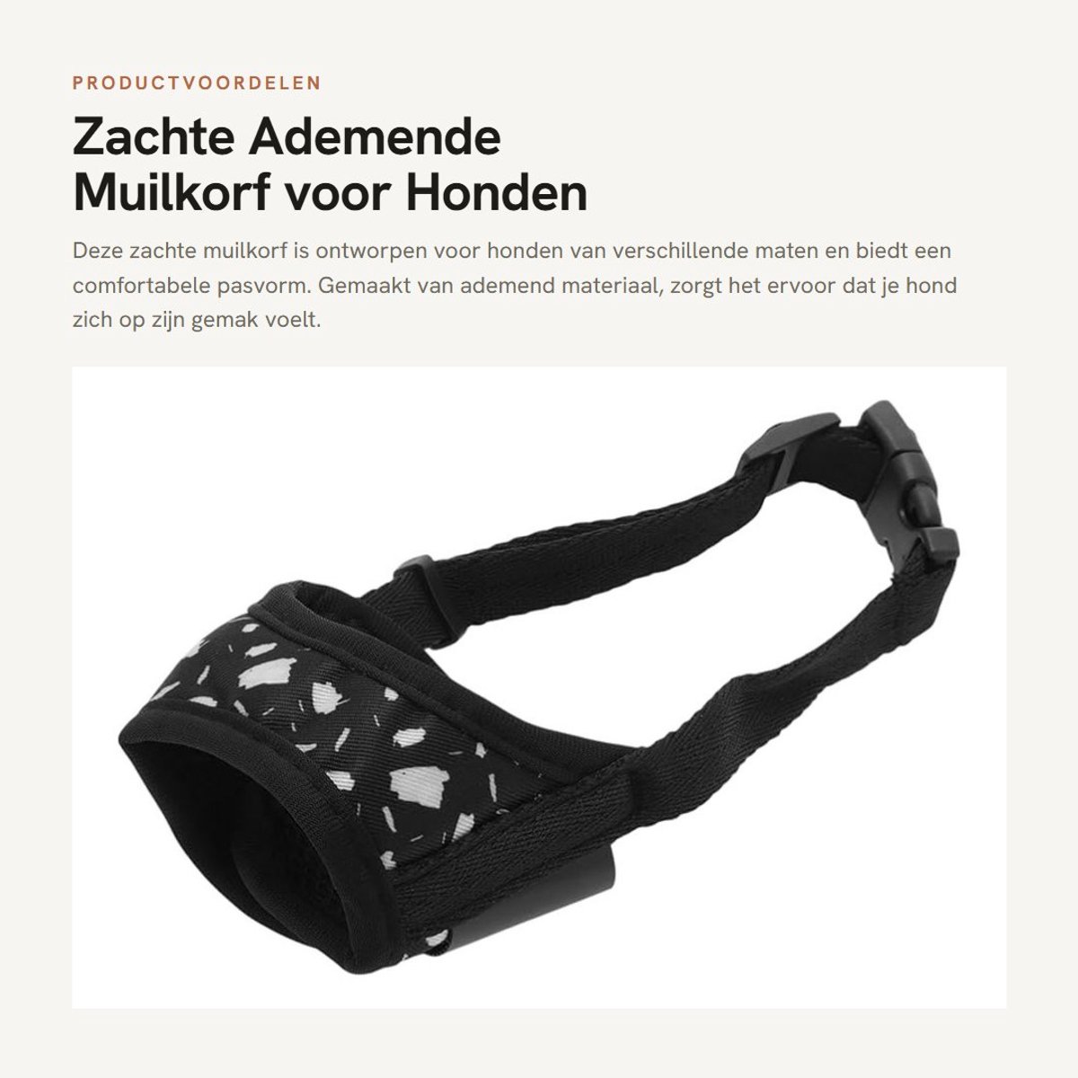Dailygoods- Hondenmuilkorf Zacht - Ademend - Verstelbare Riem - Veiligheid - Voor Kleine/Middelgrote/Grote Honden - Hoogwaardig Materiaal - Muilkorf