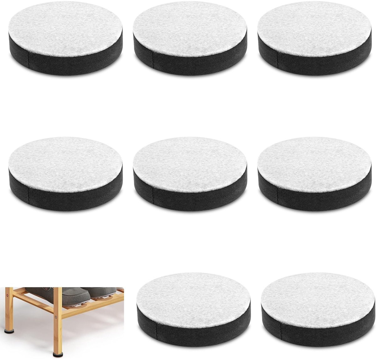 Dailygoods- Meubelverhoger 8 stuks - Zelfklevend - Tafelverhoger - Antislip - Rond 6,5 cm - Verhoogt 1,5 cm - Eenvoudig te reinigen - Meubelpoten