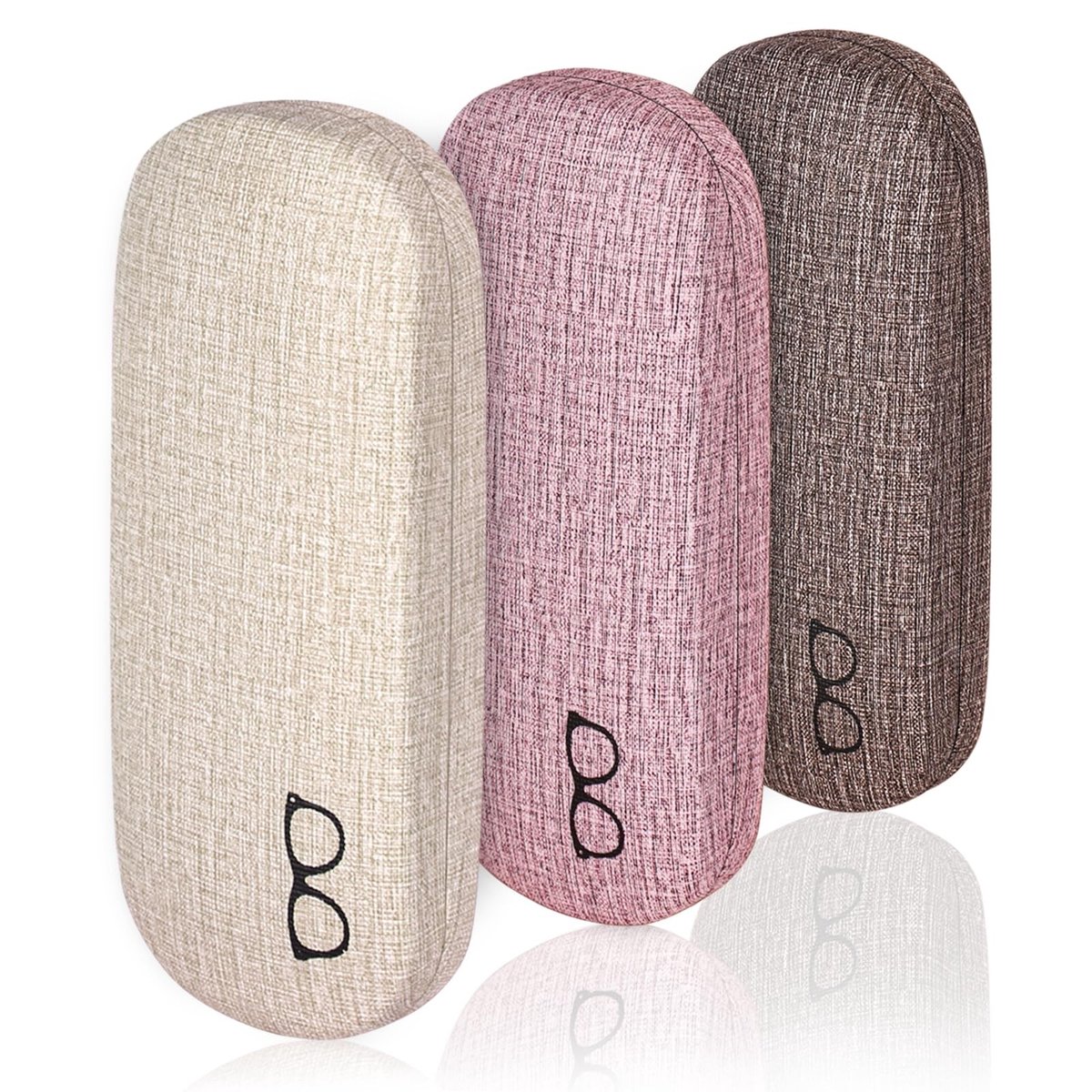 Dailygoods- Brillenkoker Harde Etui - Set van 3 - Klassieke Lederstijl - Bescherming tegen Krassen - Universele Maat - Draagbaar - Brillenetui