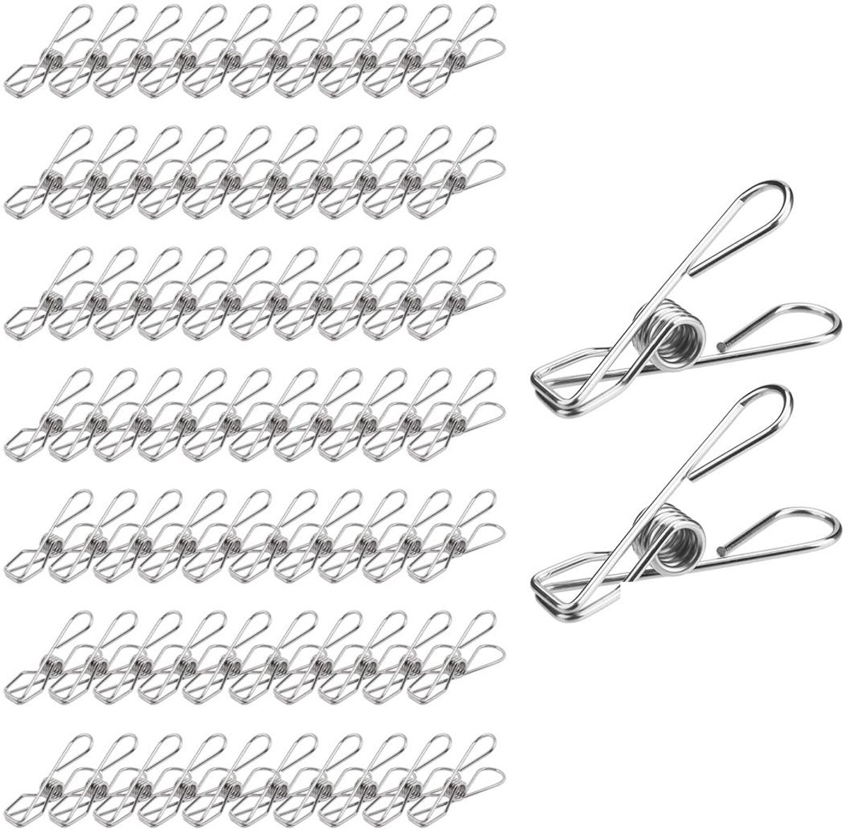 Dailygoods - 70 Stuks Wasknijpers - Roestvrij Staal Mini Wasknijpers voor Huishouden en Outdoor