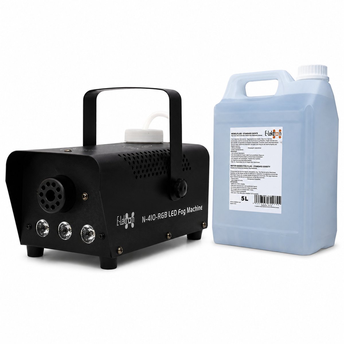 E-Lektron N-410-RGB rookmachine met 5 liter rookvloeistof - 400W met RGB LED’s en afstandsbediening