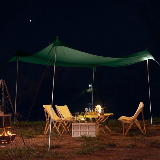Strandtent 2,1 x 2,1 m - UPF50+ UV-Bescherming - Waterdicht - Aluminium Frame - Met Zandschep & Haringen - Voor Strand - Tuin & Camping - Groen — afbeelding 4