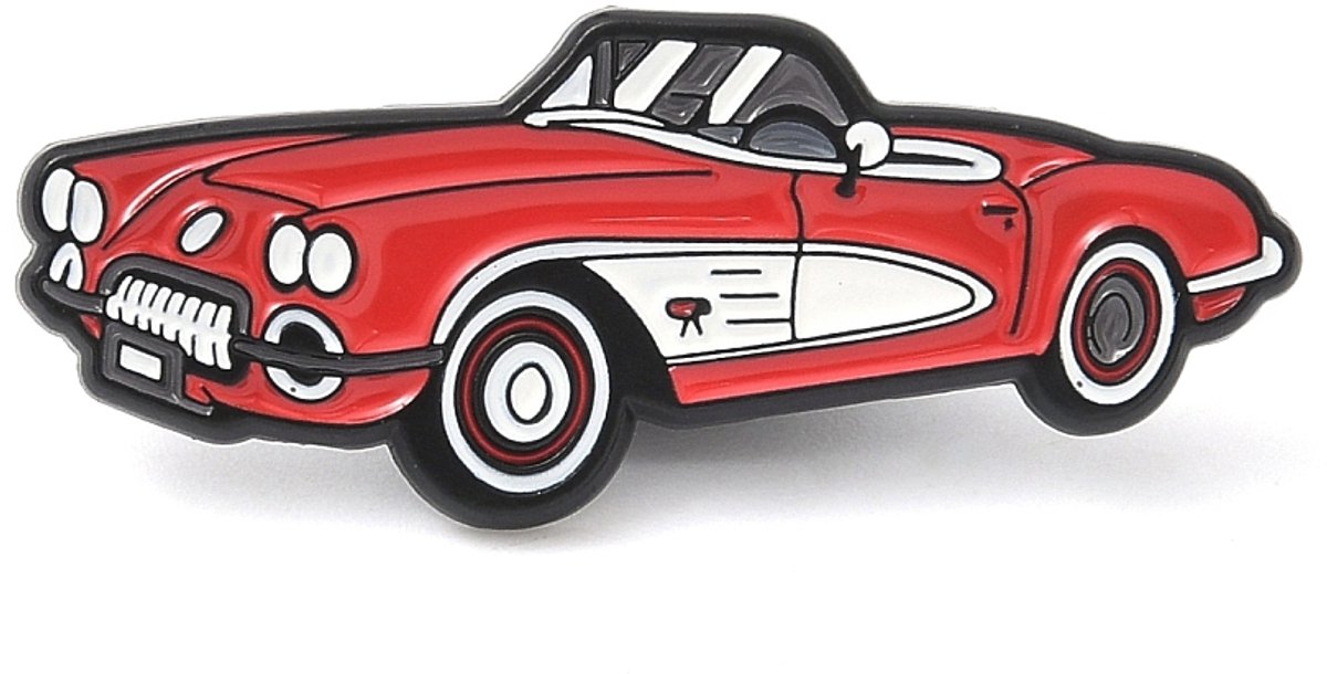 Pin - rode auto - old school - oldtimers - red car - broche - kledingspeld