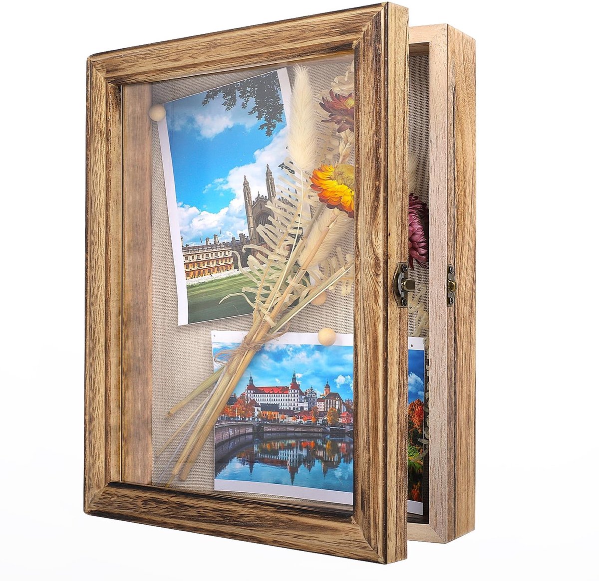 Dailygoods- Schaduwboxlijst 25x20 cm - Diepe Fotolijst - Wandmontage/Tafelblad - 3D-Displaylijst - Acrylvenster - Stevig Paulownia-Hout