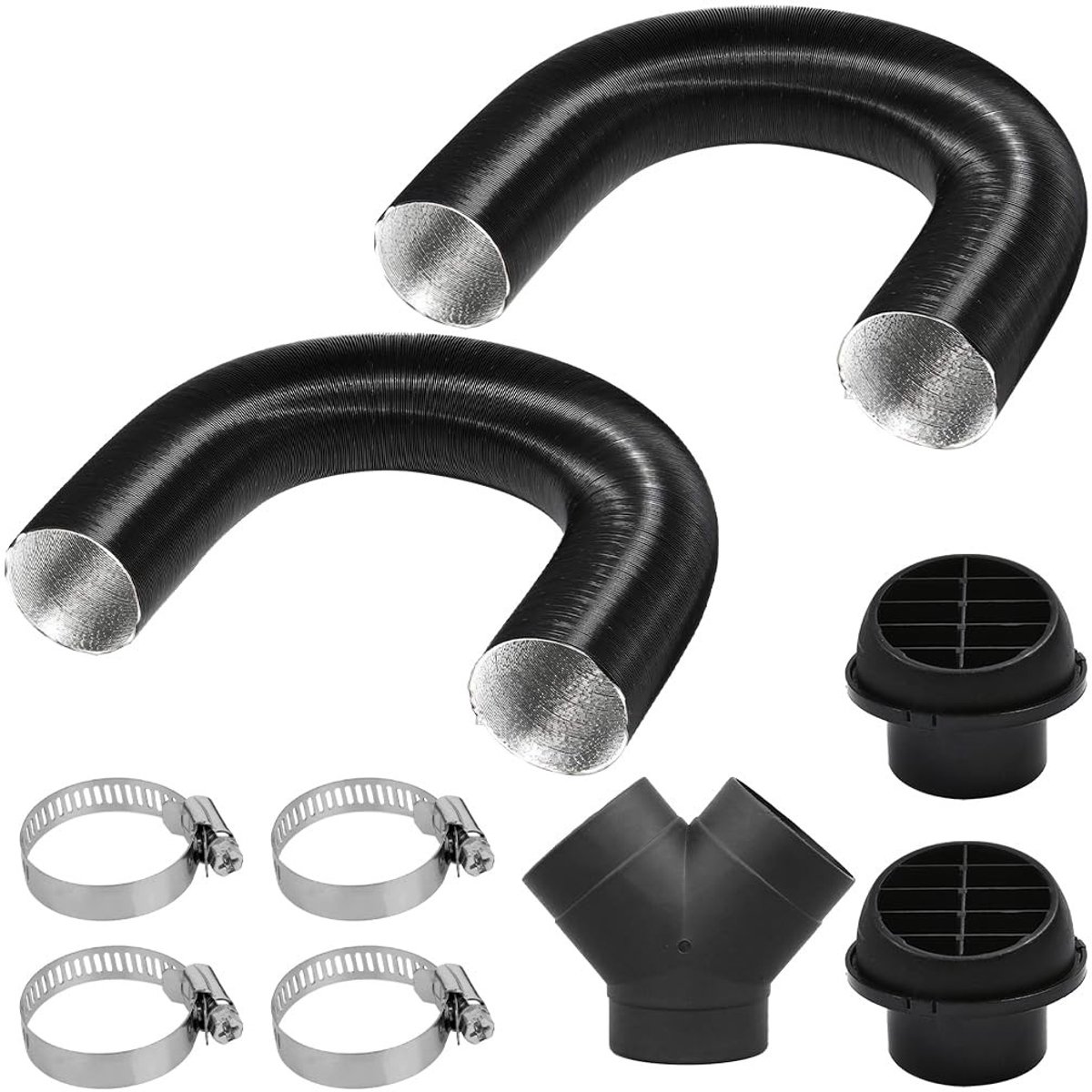 Dailygoods- Verwarmingsbuis 75 mm - Dieselverwarming Uitlaatpijpset - 9 Stuks - Aluminiumfolie - Hittebestendig - Universeel - Uitlaatkanaal