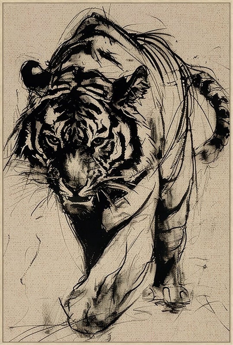 HomeBound by KY | Schilderij tijger | schilderij | 82,6x122,6x4,3cm