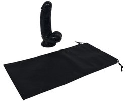 Sensationsdeluxe - Realistische Dildo met Balzak - 15 cm - Dildo met Zuignap - zwart - Sex speeltje voor Mannen Anaal - en voor Vrouwen en Man - Dildo Zakje