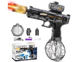 Oplaadbare Elektrische Waterblaster - Realistische LED-Verlichting 320ml Inhoud - Speeltijd 35 Minuten - Schietbereik: 3-5 Meter - Duurzaam ABS - Plezier in De Tuin En Op Het Strand - Grijs