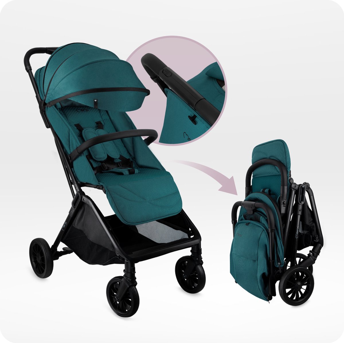 MoMi ANDREA Kinderwagen - Automatisch Inklapbaar - Turquoise thumbnail 6