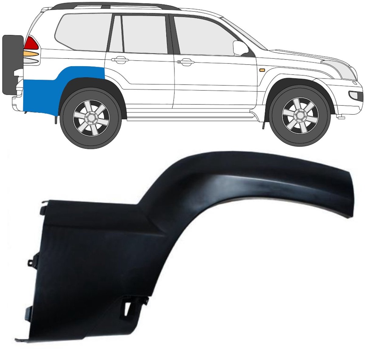Zijlijst sierlijst achterspatbord voor Toyota Land Cruiser J120 2003-2010