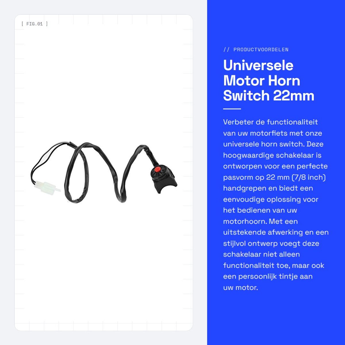 Dailygoods - Universele Motor Horn Switch 22mm - Stopknop voor Motorrijtuigen