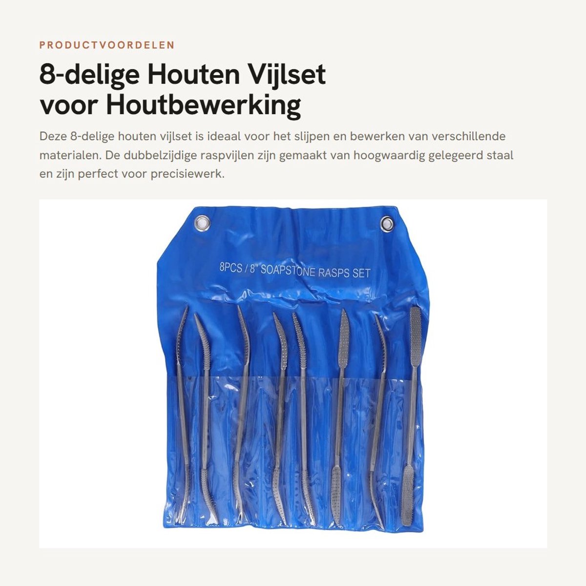 Dailygoods- Vijlset 8-delig - Dubbelzijdige Raspvijlen - Houten Bewerking - Gelegeerd Staal - 20,3 cm - Multifunctionele Toepassing - Vijlen
