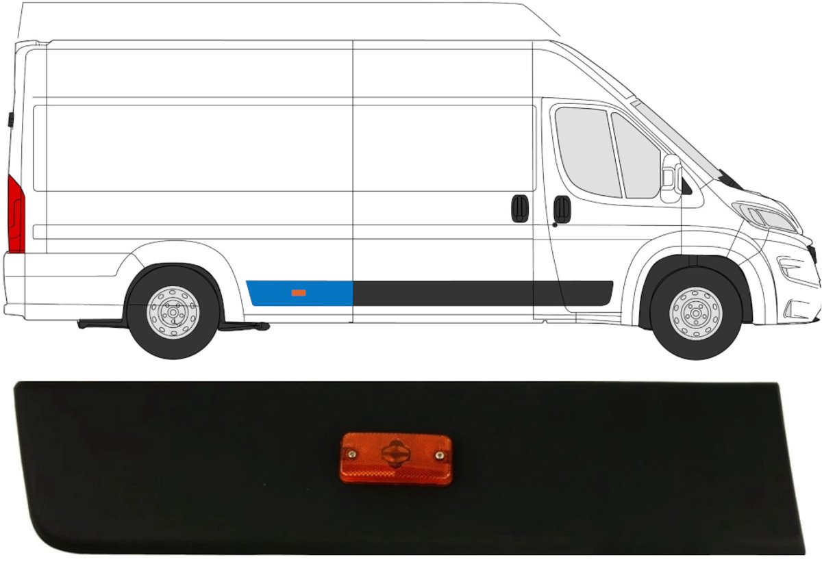 Achterste sierlijst zijlijst met positielicht voor Opel Movano 2021- / Rechts