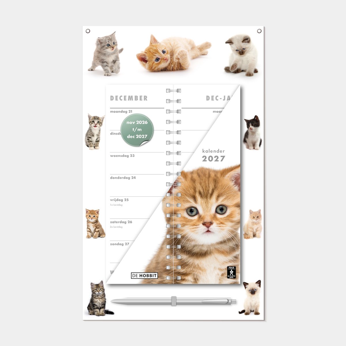 Hobbit - Omslagkalender 2027 - 2 weken kalender - met pen en ophangkoord - 34 x 21cm - Katten