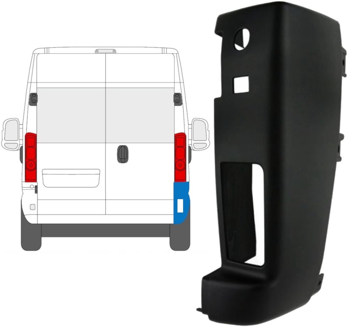 Hoek achterbumper 180 graden voor Opel Movano 2021-2026 / Rechts