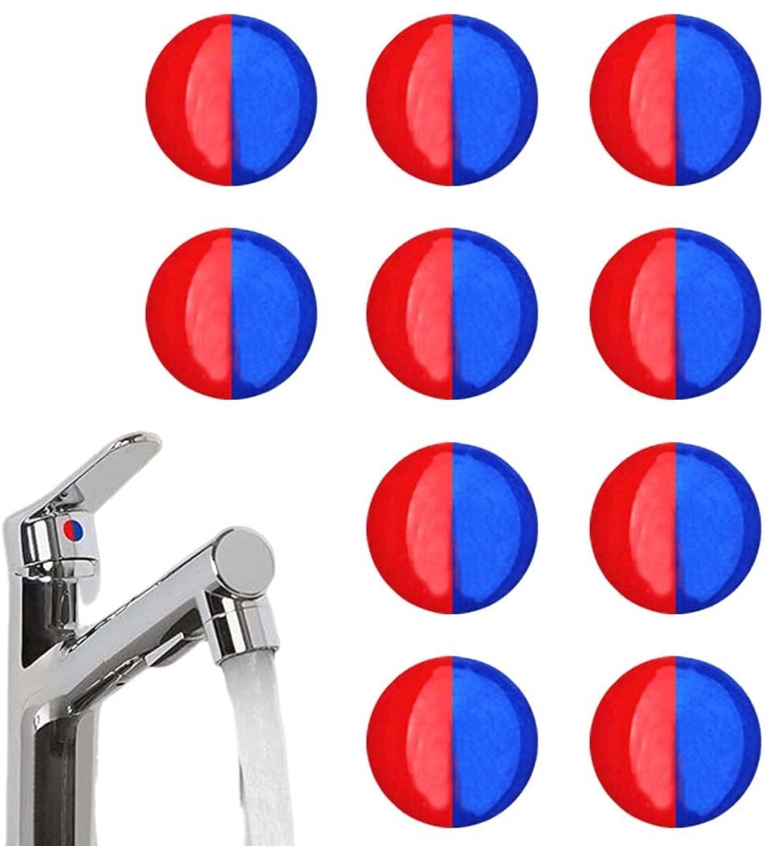 Dailygoods- Etiketten 10 Stuks - Zelfklevend - Ronde Stickers - Warm/Koud Water - Hittebestendig - Compact 10 mm Diameter - Waterstickers