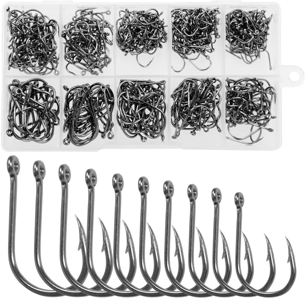 Dailygoods- Vishaken 500 Stuks - Koolstofstaal - Weerhaken - 10 Maten #6/#15 - Visaccessoires - Slijtvast en Hoogwaardig - Visgerei