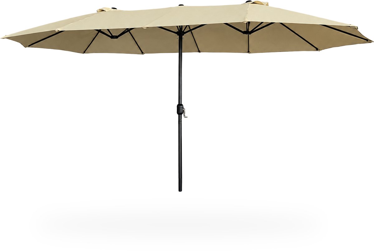 Grote Tuinparasol TILIA / Buitenparasol / Verstelbare Hoogte / UV-bescherming, Waterdicht / Beige / 460 x 270 x 245 cm