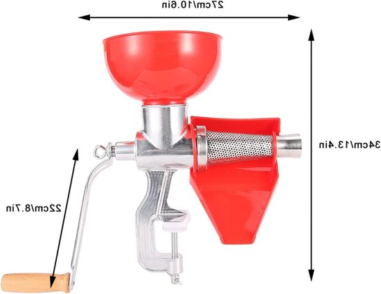 Handmatige Tomatenpers van Dikke Aluminium Legering met Tafelhouder en Schroefklem, 27 x 34 x 22 cm - Ideaal voor Vers Sap, Keukenaccessoires en Groentejuicers — afbeelding 2