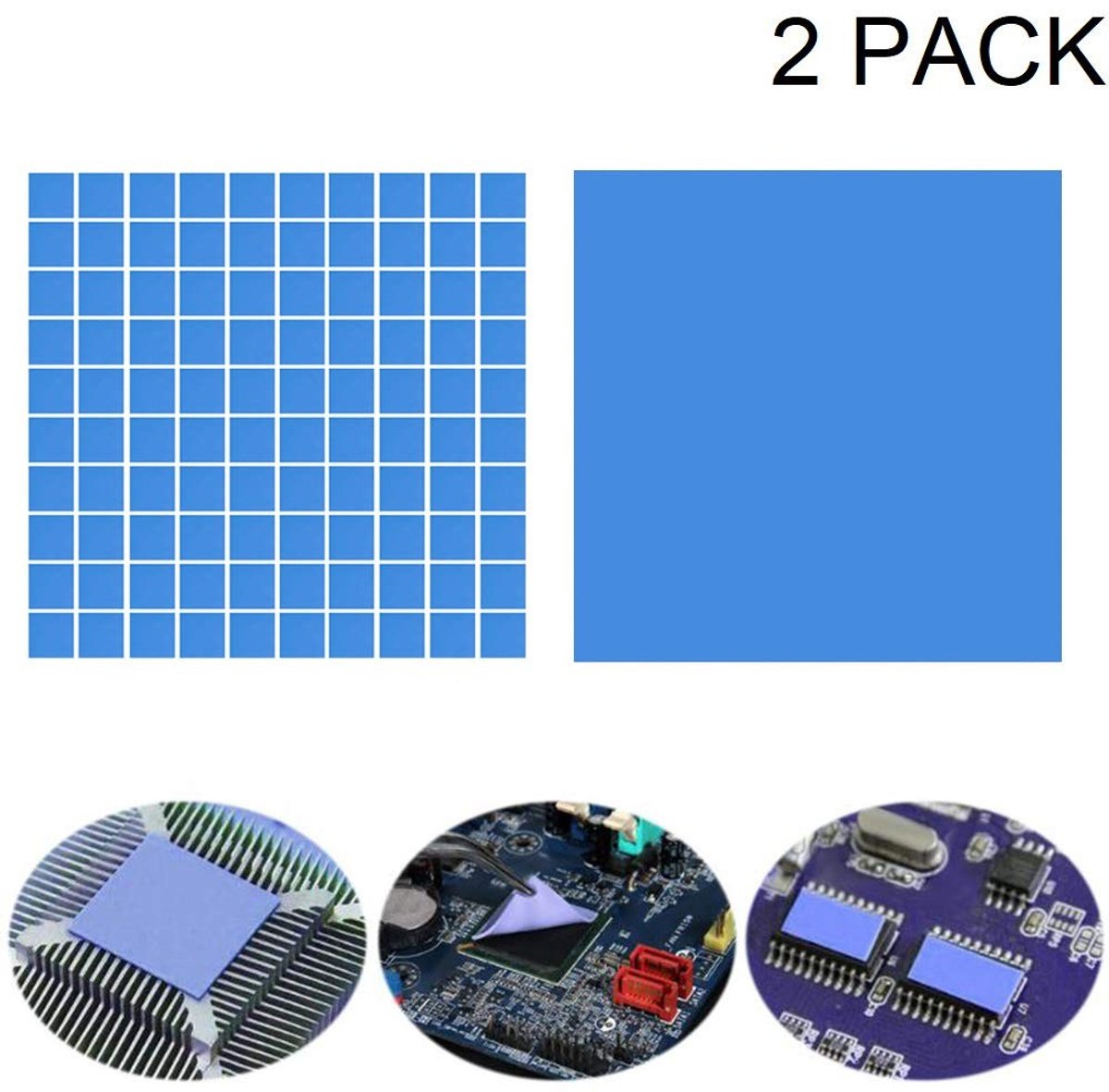 Zachte Thermische Geleidende Pads voor GPU, CPU en LED Koeling - 2 Stuks met Duurzame Dubbelzijdige Tape (100mmx100mmx1mm + 100mmx100mmx2mm)