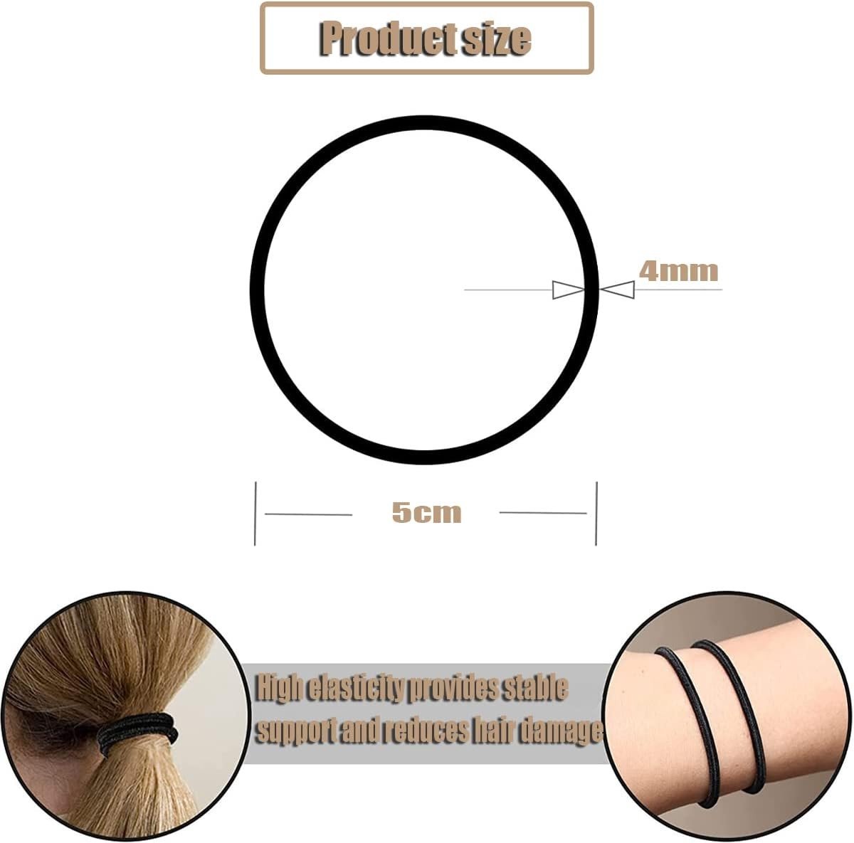 50 Stuks Elastische Haarknippen - Dunne Sterke Rekbare Haarknippen voor Paardenstaarten en Haaraccessoires voor Dames en Meisjes