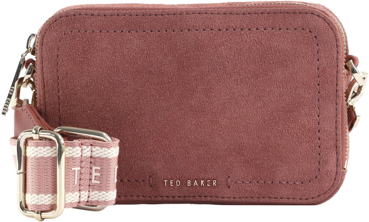 Ted Baker Leren schoudertas Shayann Webbing Suede Crossbody Camera Bag Pink roze