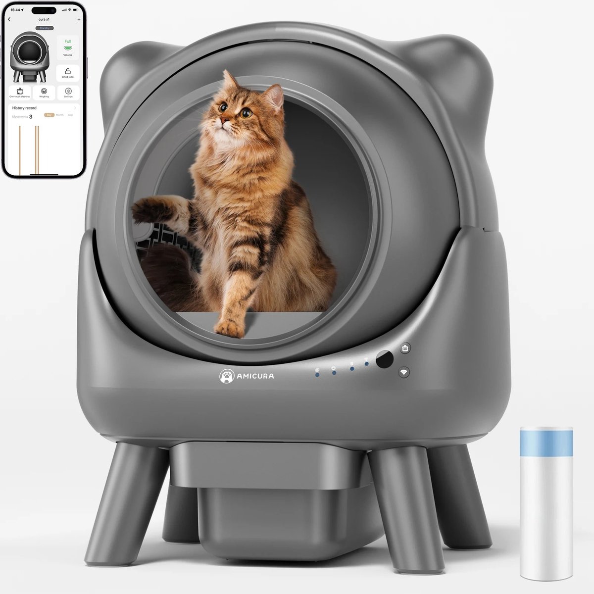 DierDO – Zelfreinigende Kattenbak – Automatisch Kattentoilet – Grijs – 67x50x54 cm – Veiligheidssensor – Fris – Afstand – App DierDO – Zelfreinigende Kattenbak – Automatisch Kattentoilet – Grijs – 67x50x54 cm – Veiligheidssensor – Fris – Afstand – App