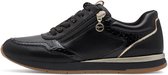 Zwarte Tamaris sneaker met ritssluiting, gouden details en crocoprint.