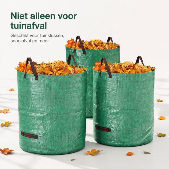 BOTC Tuinafvalzak - Set van 3 - 290L - Opvouwbare Tuinafvalzak - Tuinafvalzakken Opvouwbaar - Groenafval Zak - Groen — afbeelding 4