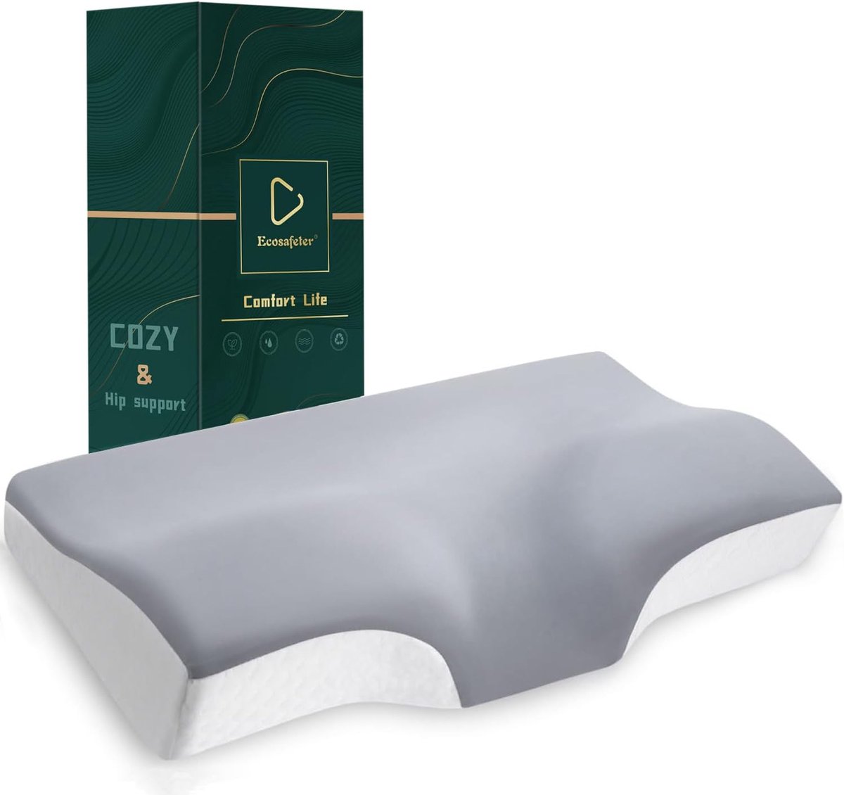 SnelShoppen - Traagschuim kussen nekkussen ergonomisch hoofdkussen voor zijslapers, orthopedisch slaapkussen met afneembare verkoelende kussensloop, i